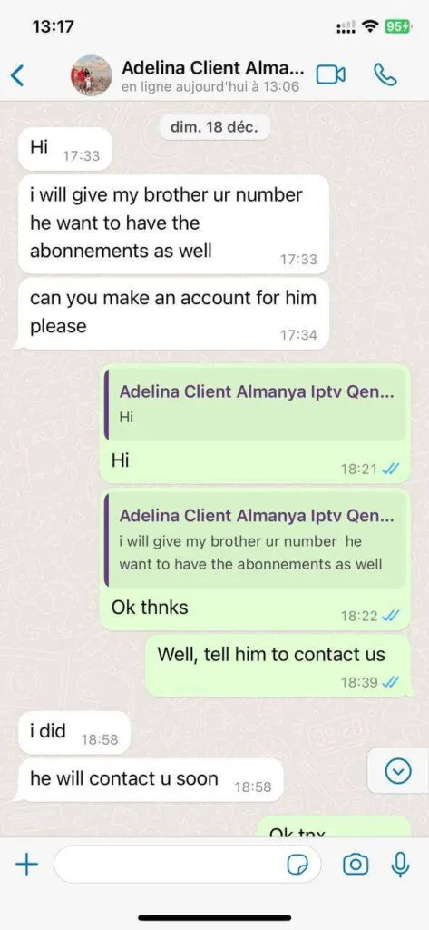 Positive WhatsApp feedback regarding 4K streaming quality